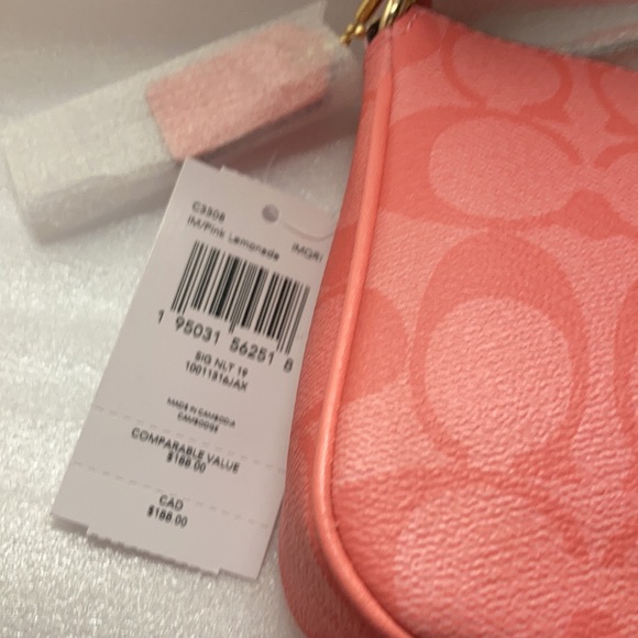 SOLD NWT Coach Nolita 19 in Signature Canvas pink lemonade bag and keyring - Picture 8 of 11